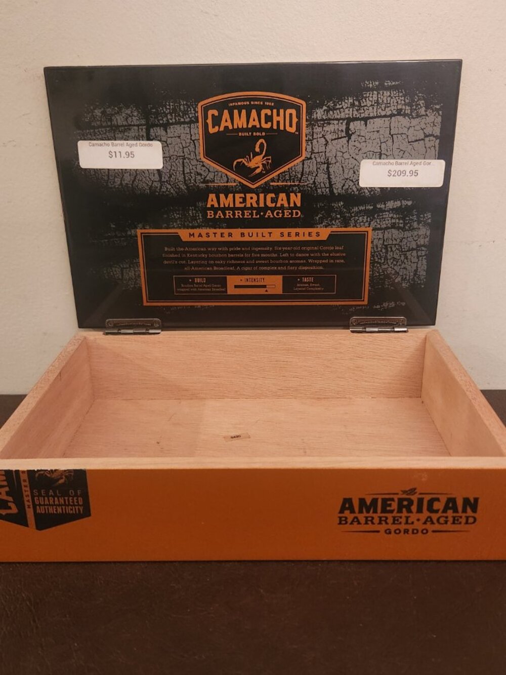 Camacho Corojo Master Dominican Barrel Aged Cigar Wood Hinged Box
